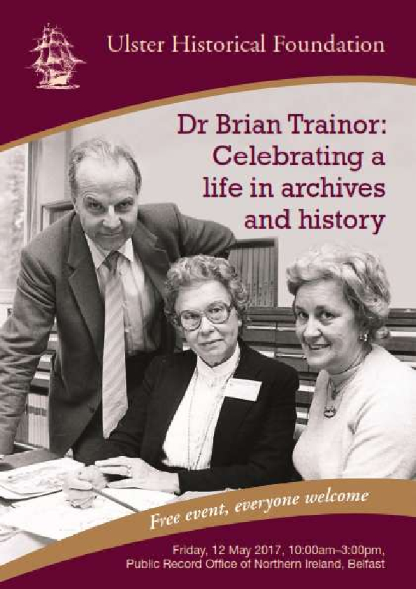 Dr Brian Trainor: Celebrating a life in archives and history Flyer