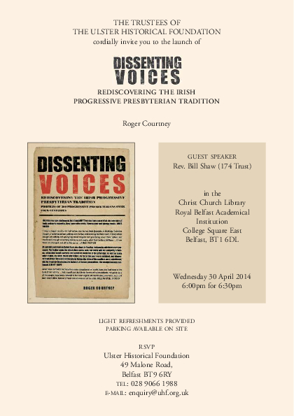 Dissenting Voices Book Launch Flyer