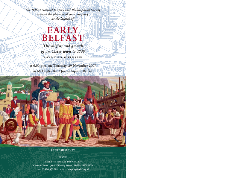 Early Belfast Book Launch Flyer