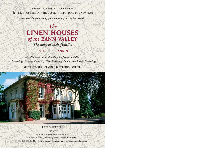 Linen Houses Bann Valley Book Launch Flyer