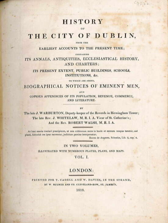 History of Dublin Warburton 1